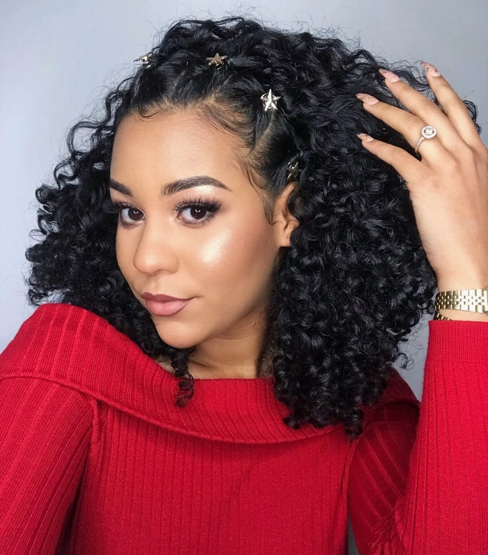 Elegant birthday curls on glossy keratin treated hair, styled for a party