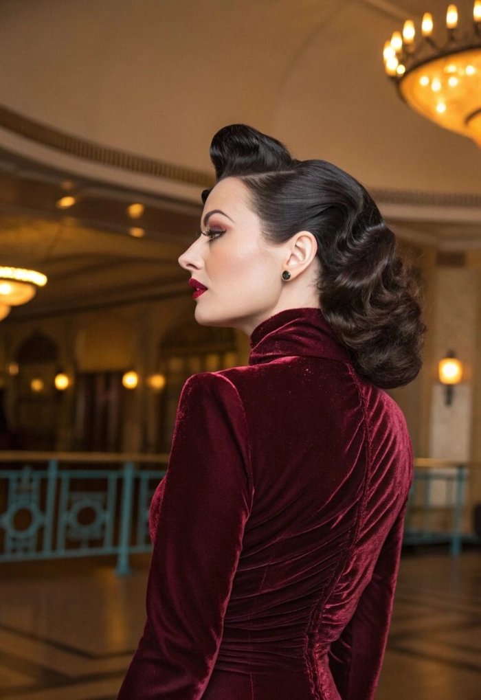 Elegant Evening Hair for Velvet High Neck Gowns