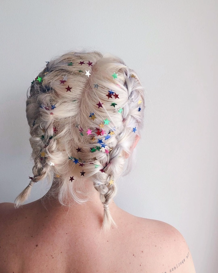 Glitter Root Application for New Year's Eve Hair