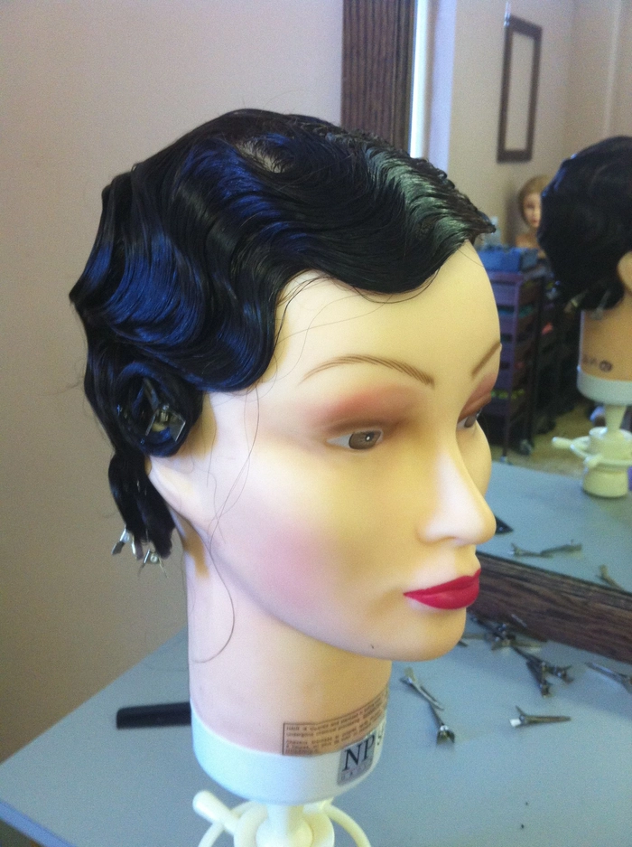 Masquerade ball hairstyle with elegant vintage finger waves Vintage finger waves hairstyle perfect for a masquerade ball party