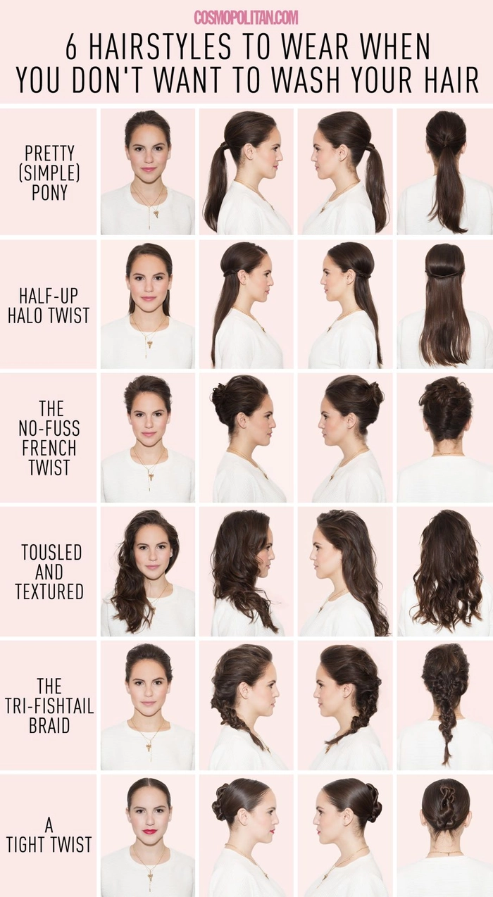 Quick party hairstyle for unwashed second-day hair with tousled waves and decorative clip