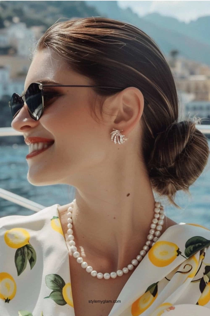A sophisticated old money aesthetic evening chignon hairstyle perfect for elegant parties