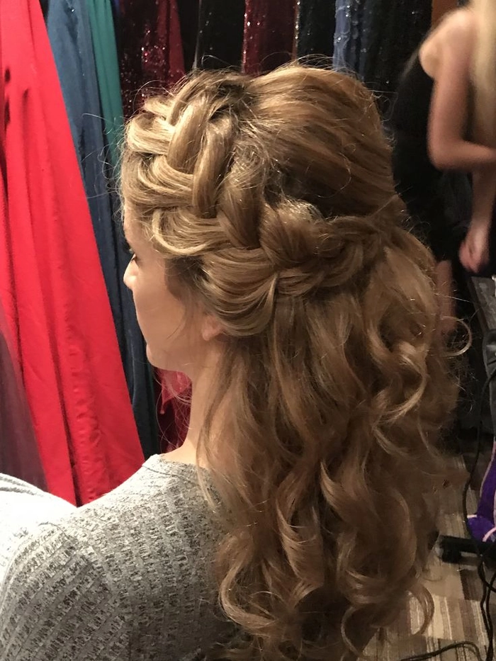 Elegant long lasting party updo with secure pins for dancing all night