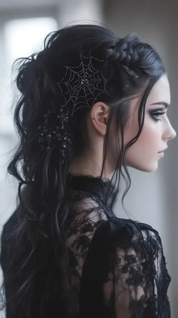 Edgy Halloween party hairstyle for short hair with bold spikes and dark tones