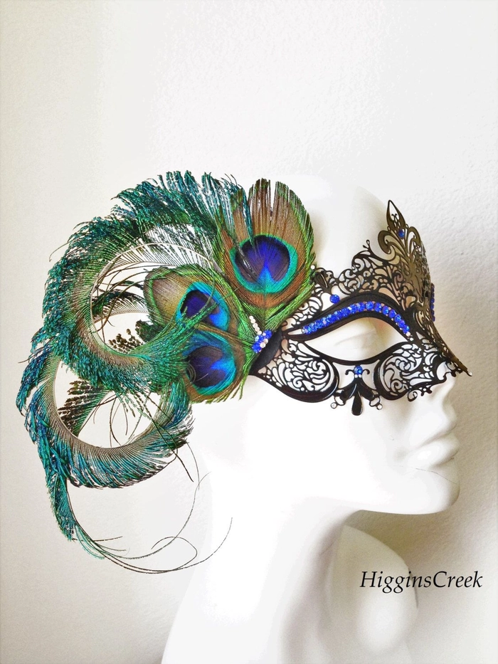 Elegant masquerade ball hair styled with a feather mask Hairstyle complementing a feather mask for a masquerade ball party