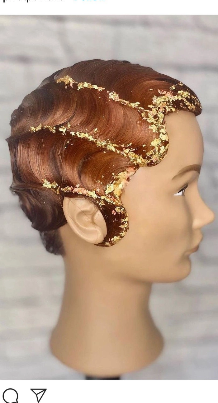 Classic finger waves upswept for a masquerade ball look Vintage finger waves hairstyle for a glamorous masquerade ball party