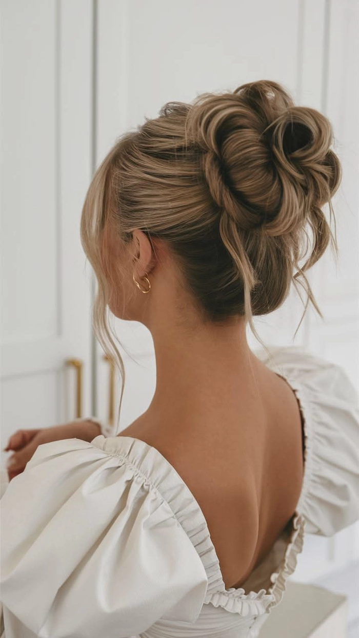 Minimalist sleek party bun with elegant accessories for formal occasions Sleek low bun with side part and gold hairpin for formal event
