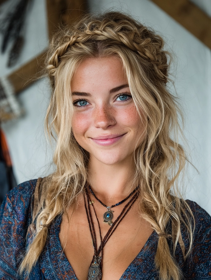 Boho Braided Crowns for Music Festival Style
