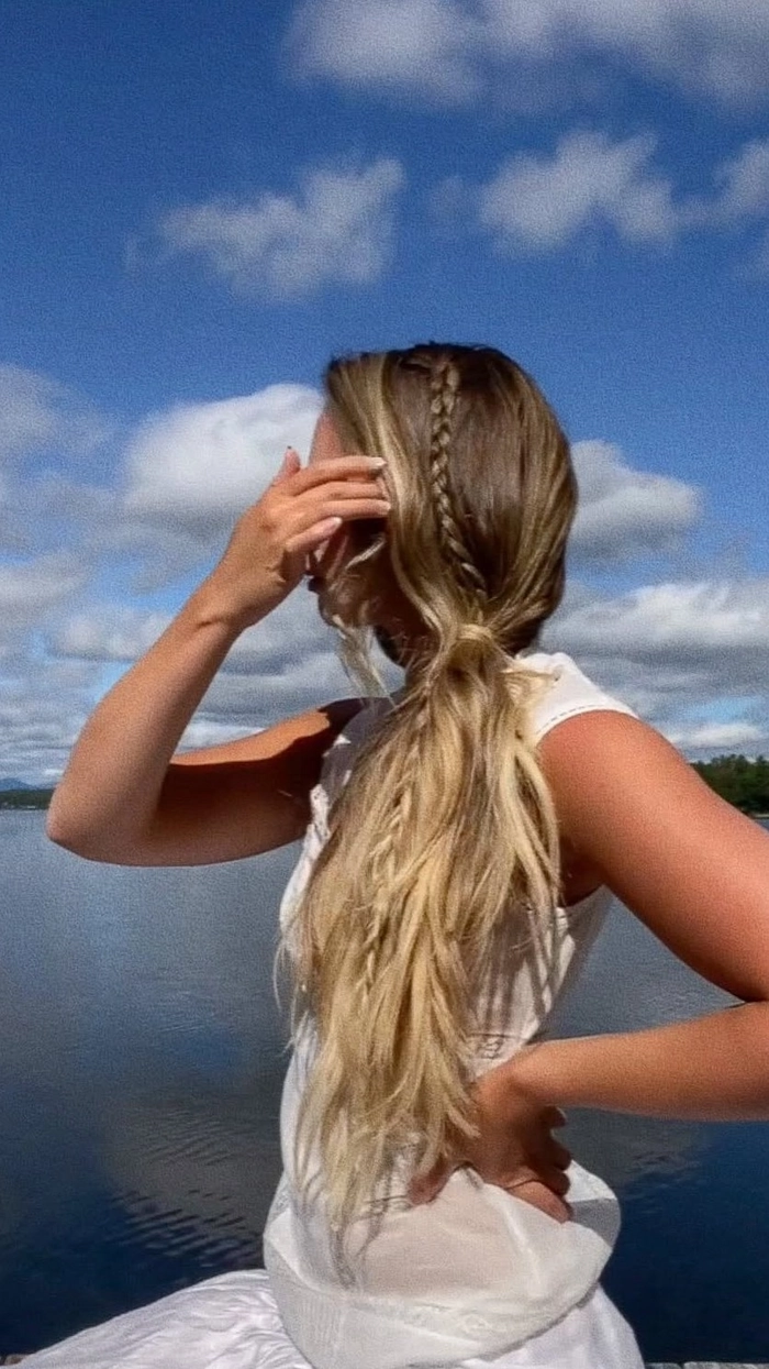 Boho braided crown hairstyle for an outdoor music festival