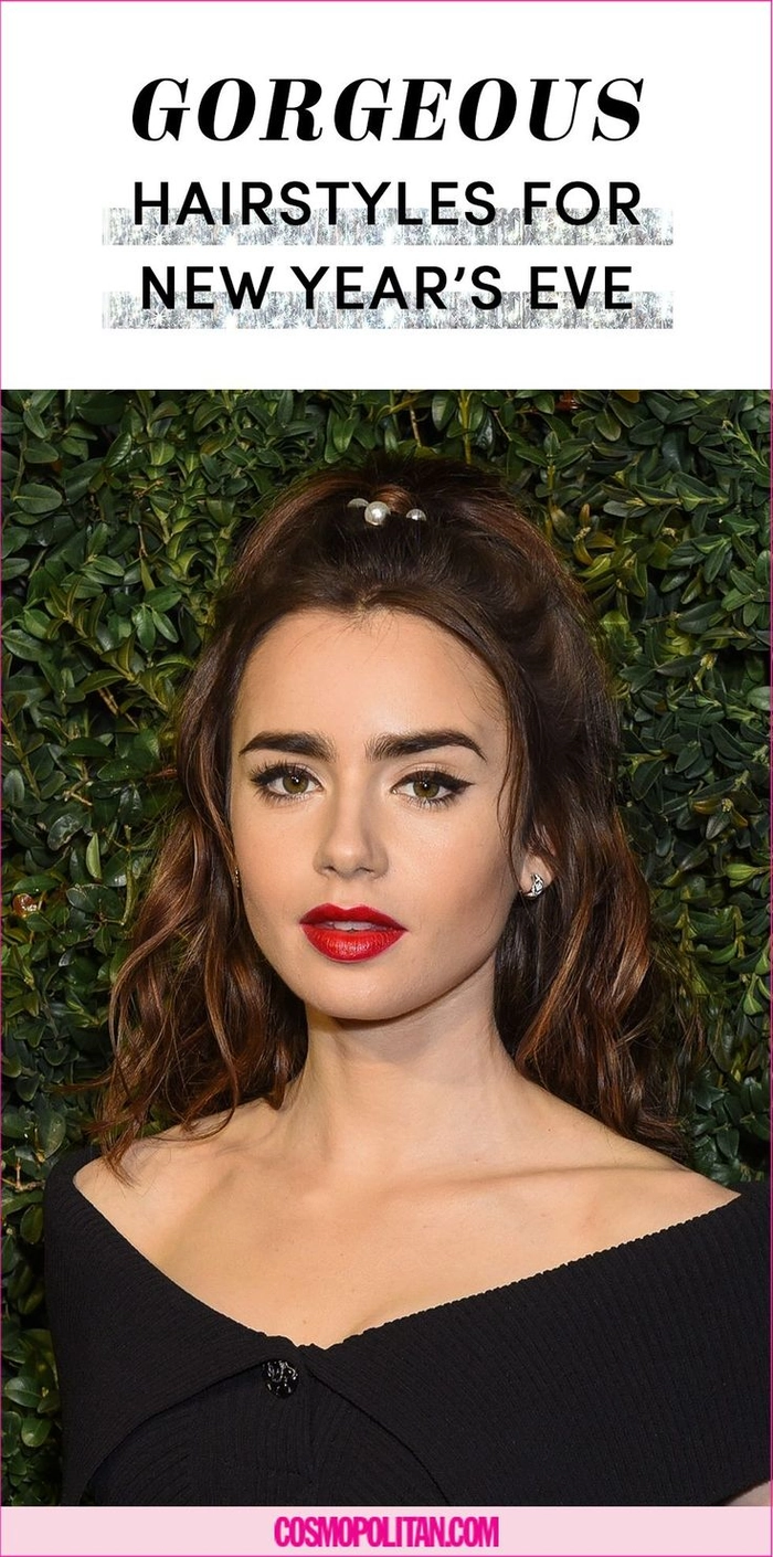 New Year's Eve hairstyle ideas for relaxed black hair Relaxed black hair styled in elegant New Year's Eve party look