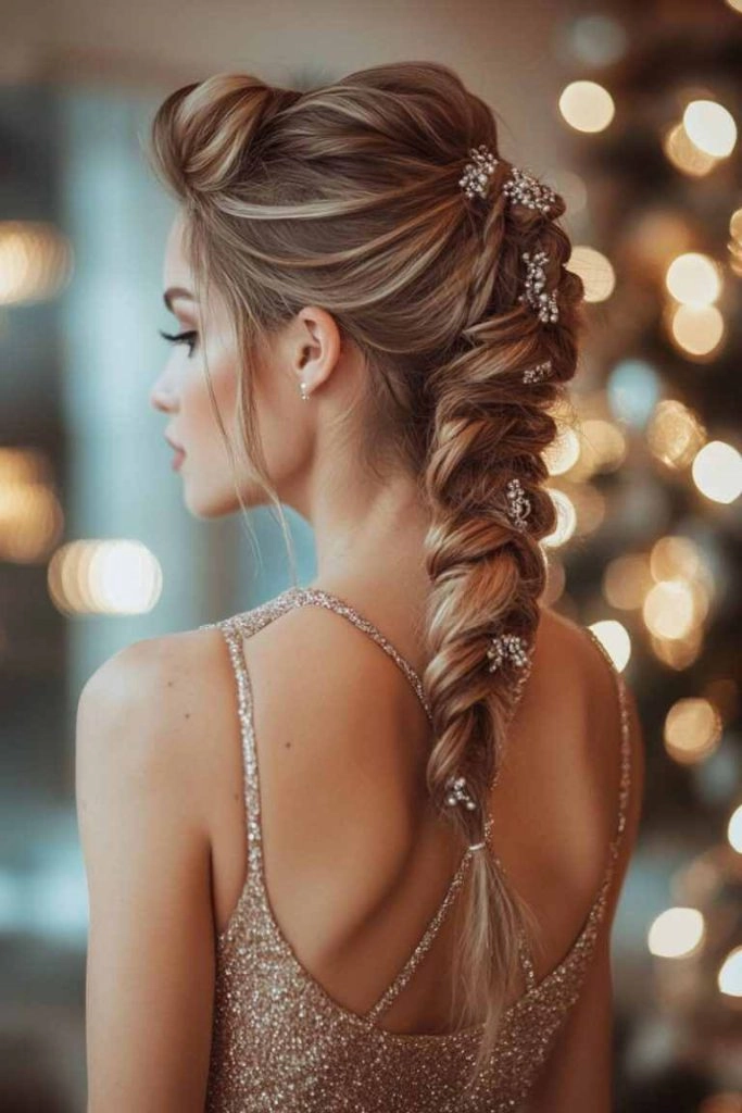 Chic relaxed black hair party look for New Year's Eve with gentle waves and elegant finish Effortless New Year's Eve hairstyle for relaxed black hair with soft curls and subtle shine