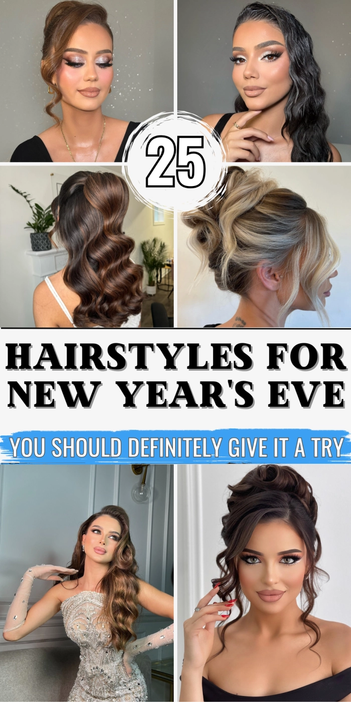 New Year's Eve party hairstyle for relaxed black hair with soft curls Relaxed black hair styled in voluminous waves for a New Year's Eve party