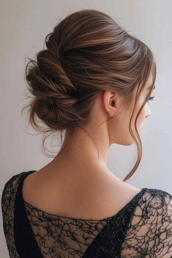 New Year's Eve party hairstyle for relaxed black hair with glamorous details Relaxed black hair styled in a chic updo with sparkly accessories for New Year's Eve