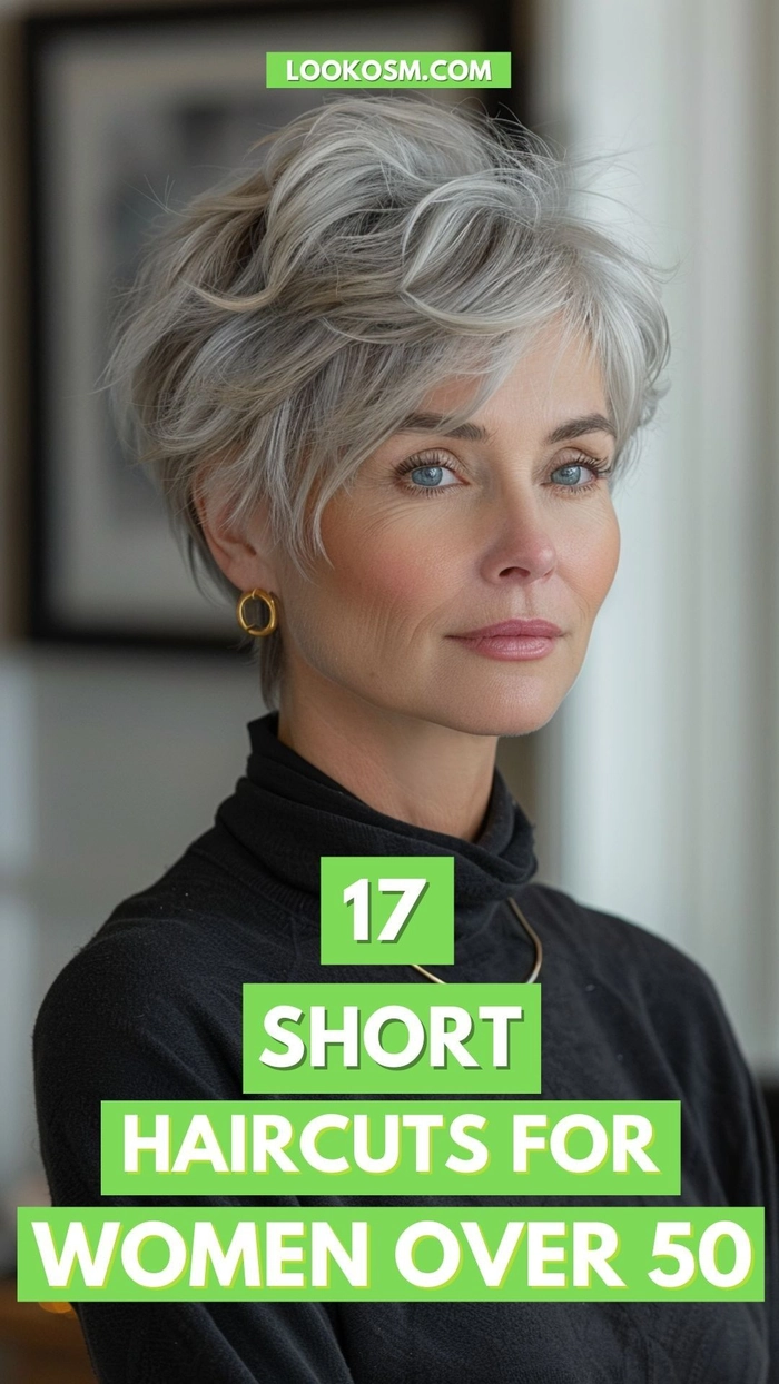 Chic short party hairstyle for women over fifty Woman over fifty with stylish short party hairstyle
