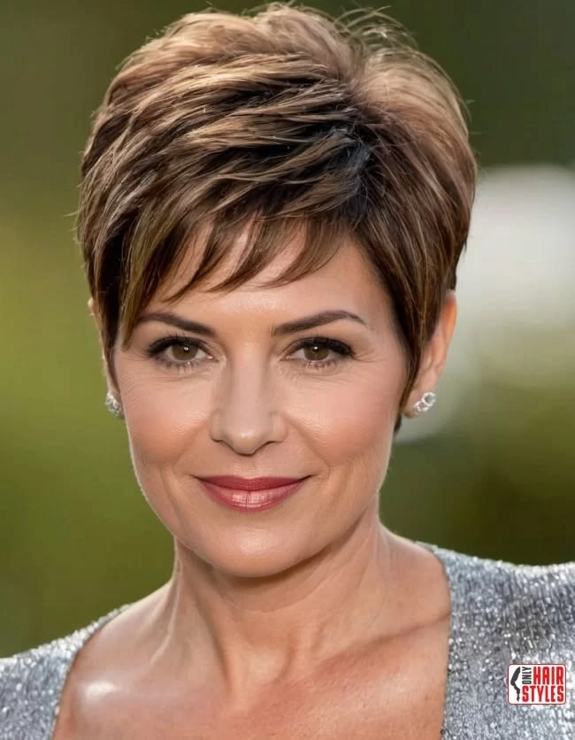 Party Hairstyle 3 - Chic short hair look for women over fifty Elegant short party hairstyle for women over fifty with sparkling accessory