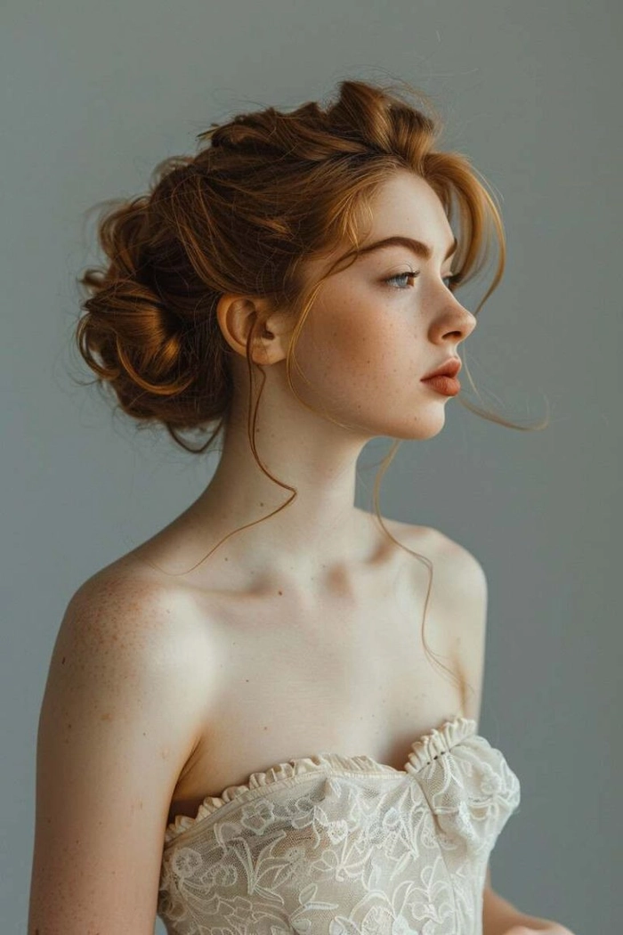 Elegant party hairstyle complementing a strapless sequin dress, image 7
