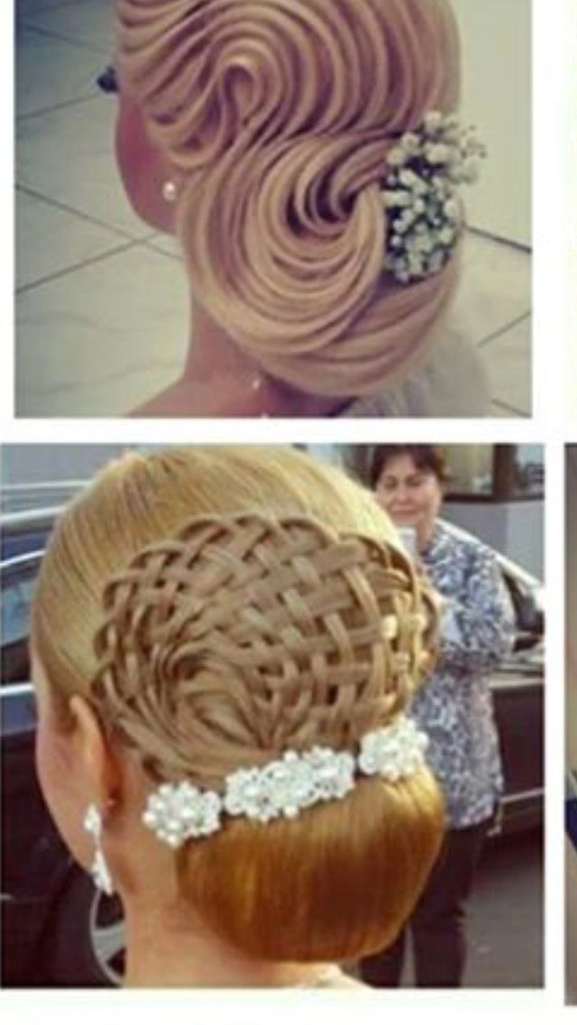 A twisted party updo with pins and hairspray that stays intact while dancing all night