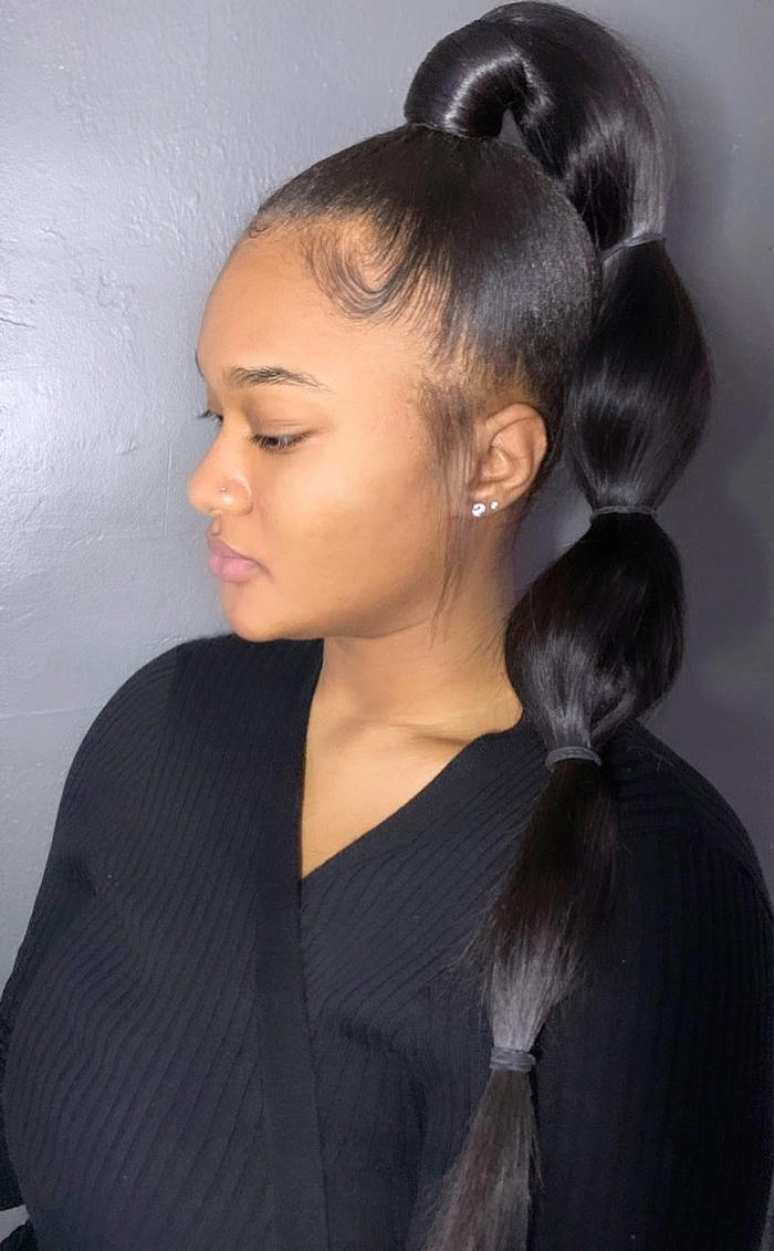 Prom Bubble Ponytails Modern Look Party Hairstyle Modern prom bubble ponytail with sleek texture and volume