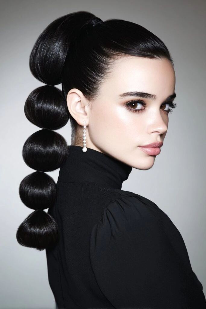 Prom bubble ponytails for a modern look - Party Hairstyles Image 7 Stylish prom bubble ponytails hairstyle giving a modern party look