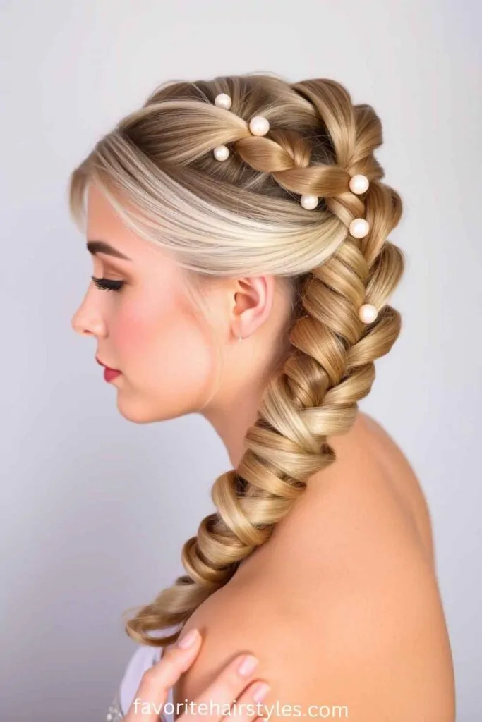 Elegant bubble ponytail hairstyle for prom night Modern prom bubble ponytail with sleek styling and accessories