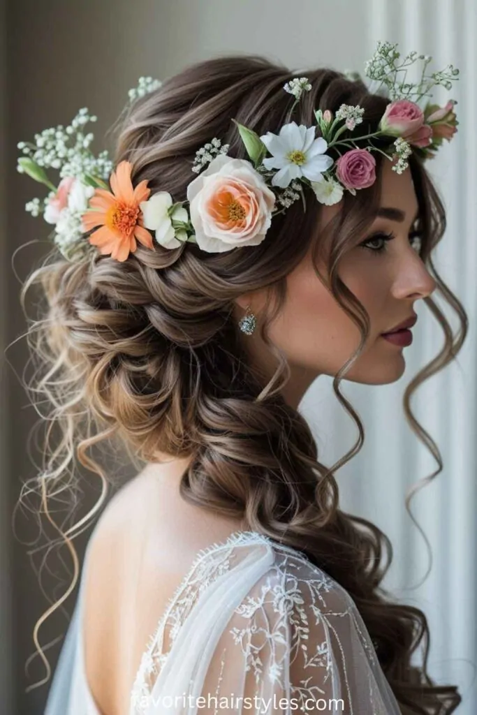Prom Hairstyles with Fresh Flower Crowns