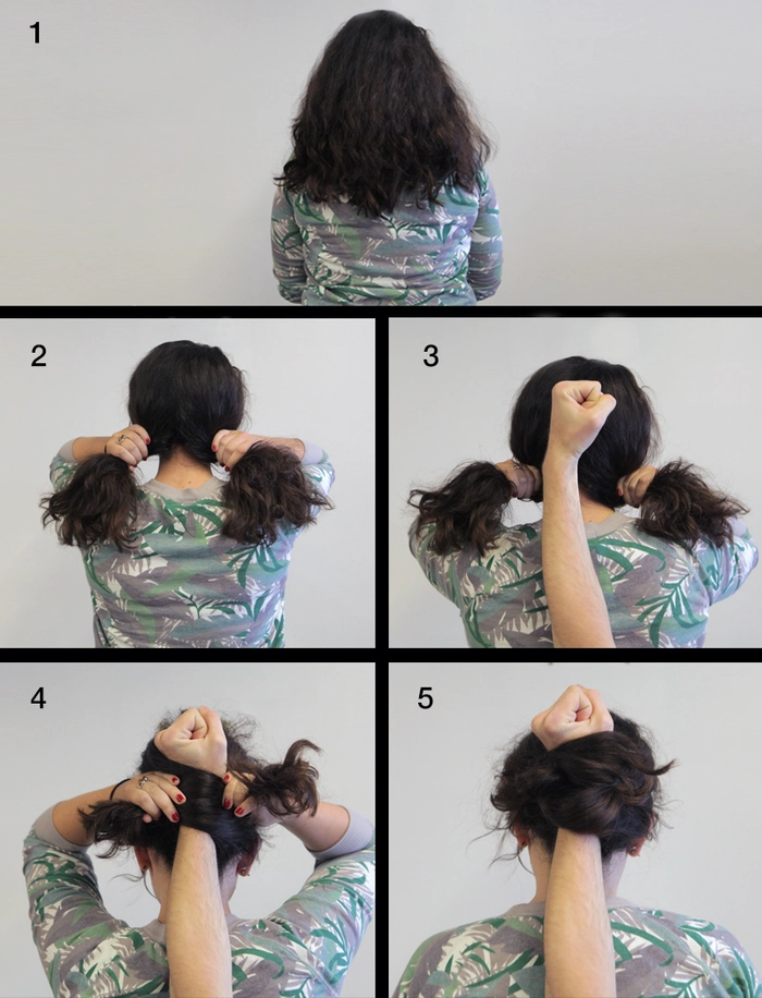 Last minute party hair idea: easy twisted updo in five minutes Quick five-minute half-up twisted bun hairstyle for last-minute parties