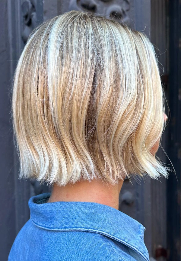 Stylish holiday party straight blunt bob hairstyle with sleek finish