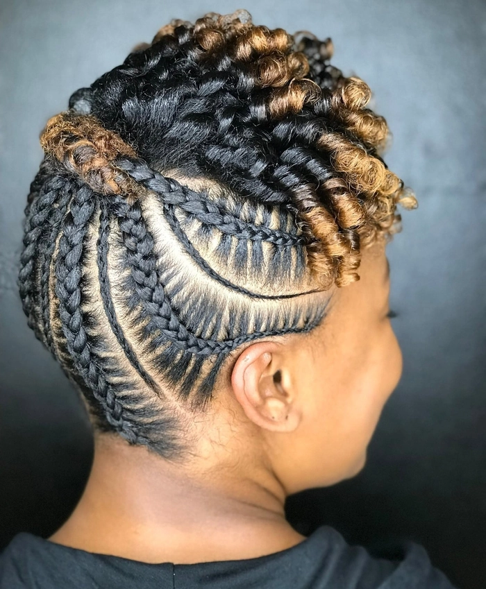 Summer party braids for thinning edges styled with a soft side part and delicate braids.