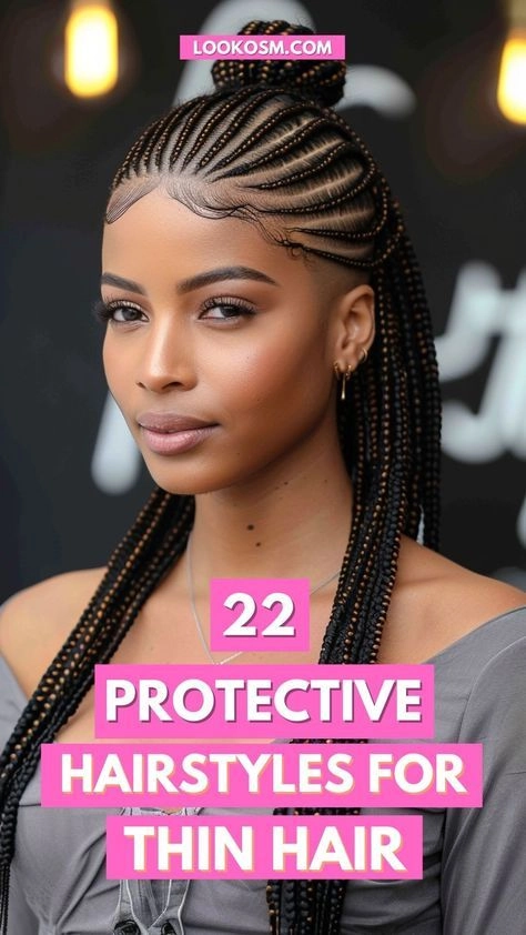 Side view of elegant summer party braids styled to camouflage thinning edges at a festive outdoor gathering
