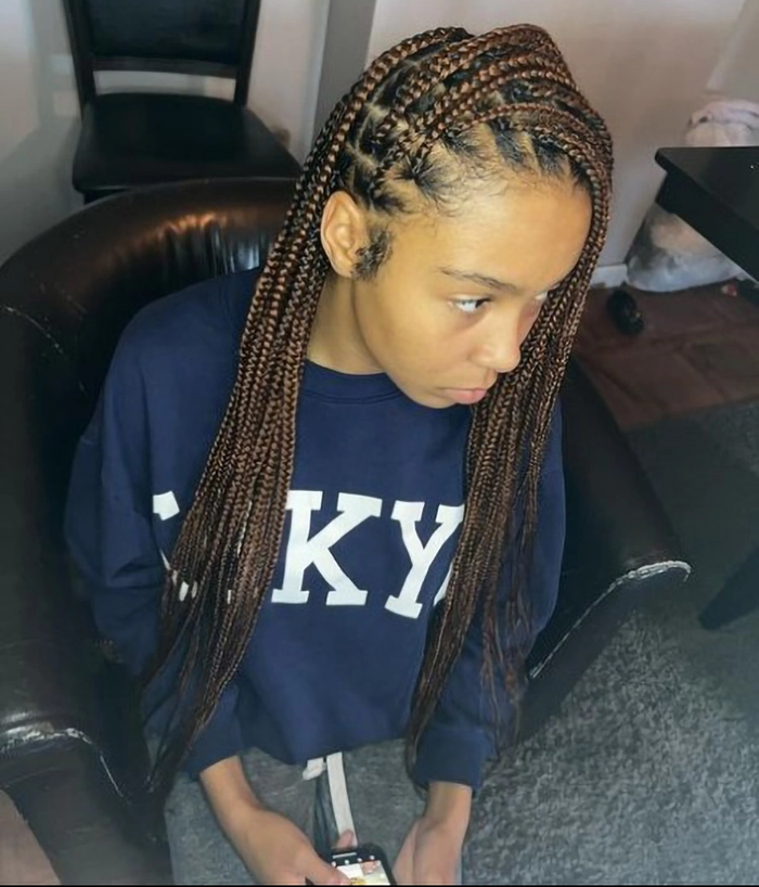 Summer party braids with edges concealed for a festive look