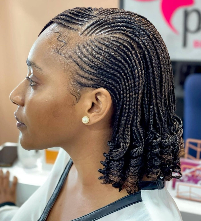 Elegant summer party braids styled to softly hide thinning edges