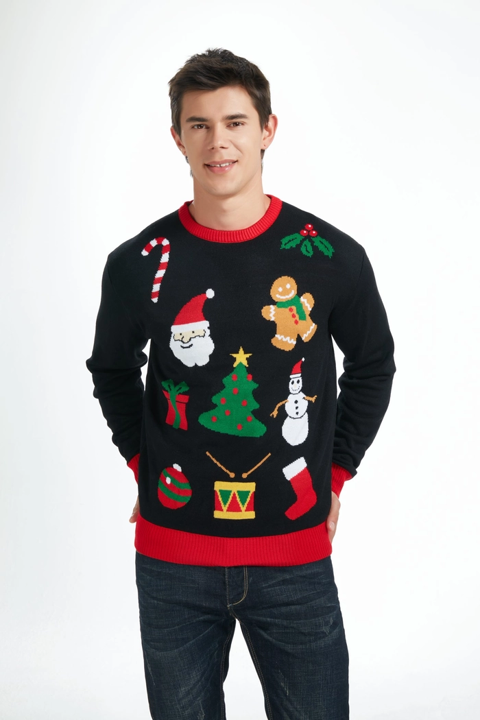 Party hairstyle with bold curls to match an ugly Christmas sweater for a holiday party look
