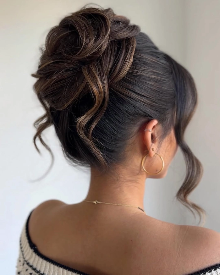 Wedding Guest Updo with Pastel Pink Hair - Party Hairstyles Image 7 Elegant updo hairstyle for a wedding guest with pastel pink hair and soft curls
