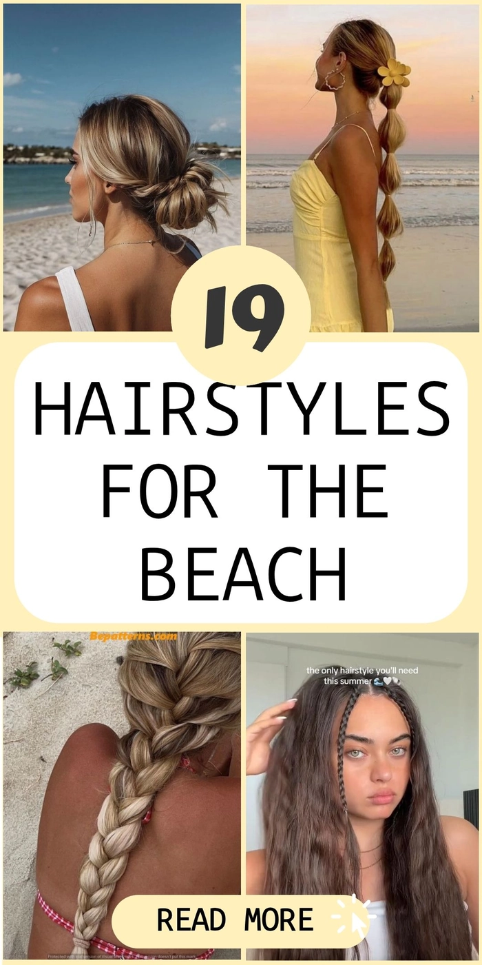 Woman with wind-resistant braided updo at a sunny beach party