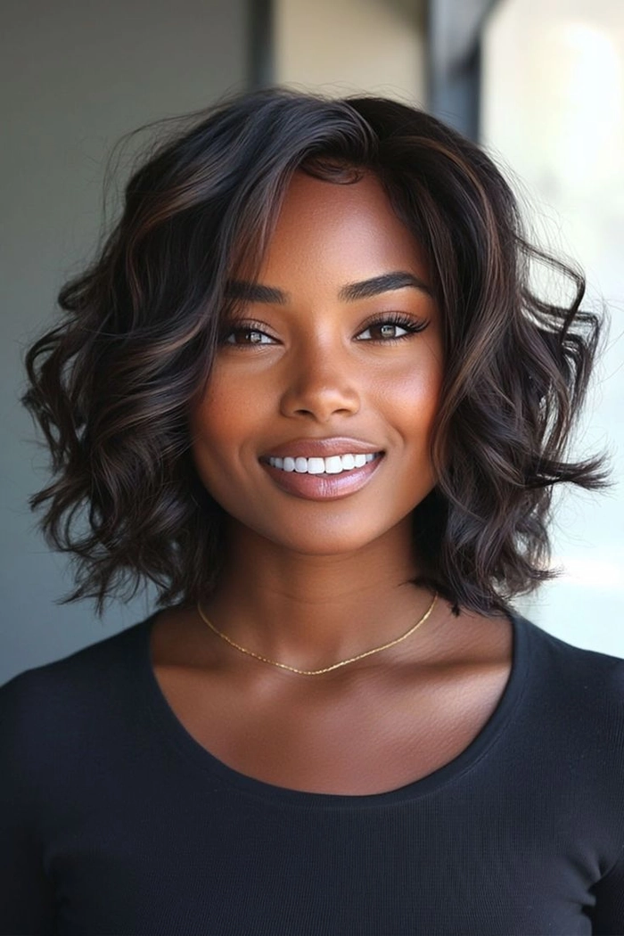 Winter gala hairstyle for medium curly hair, party look