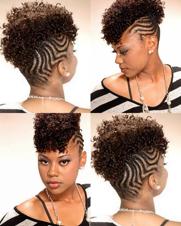 Elegant prom hairstyle featuring a braided mohawk adorned with delicate accessories
