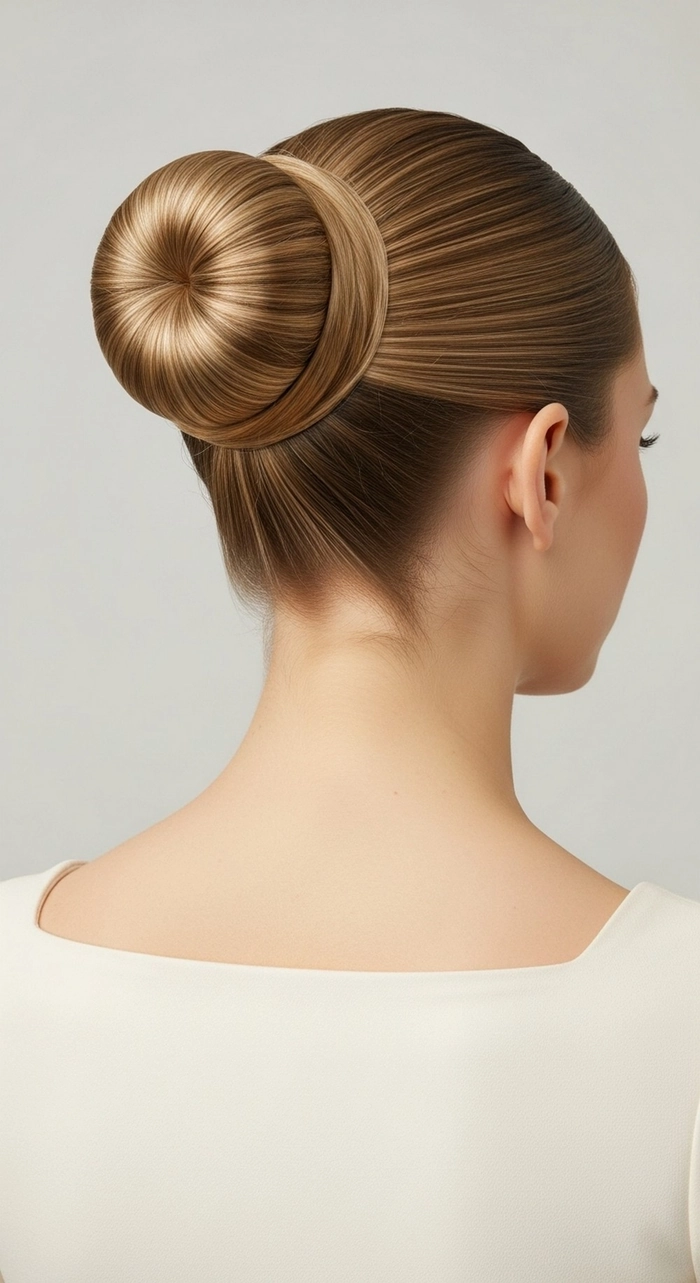Sophisticated classic ballet bun perfect for prom and formal occasions Elegant classic ballet bun prom hairstyle with smooth, polished finish