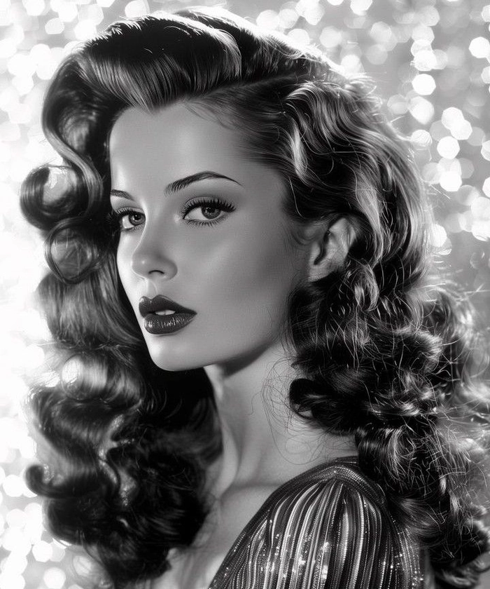 Elegant s classic hollywood glamour prom hairstyle with soft waves and vintage curls