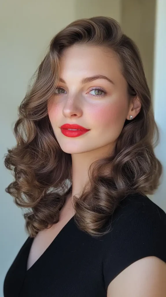 Elegant s classic hollywood glamour prom hairstyle with soft curls and shine