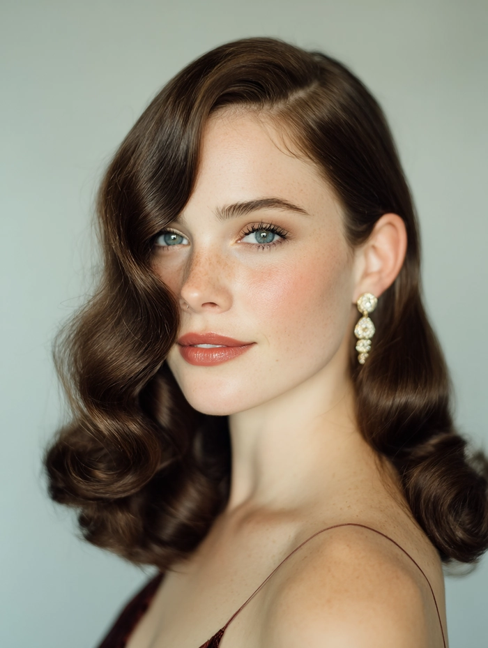 Elegant s classic hollywood glamour prom hairstyle with soft waves and vintage flair