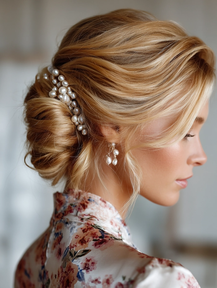 Elegant easy last minute prom hairstyle with soft curls and a subtle braid