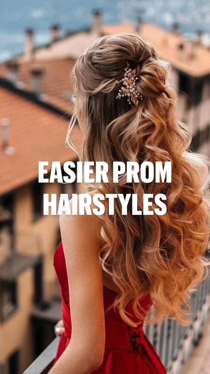Easy last minute prom hairstyles with elegant curls and accessories