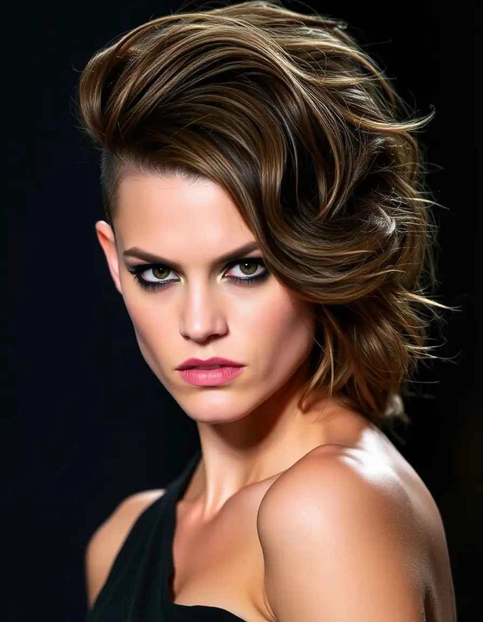 Bold and stylish prom look featuring edgy grunge inspired hair design Edgy grunge inspired prom hairstyle with textured layers and bold accessories