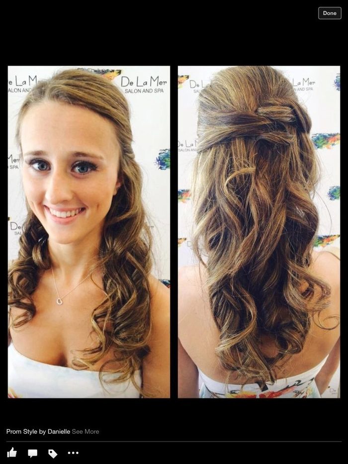 Elegant prom hairstyle featuring loose waves perfect for a beach venue