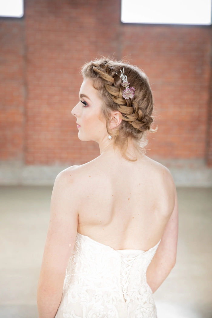 Stylish braided crown hairstyle perfect for prom night glamour and sophistication Elegant braided crown prom hairstyle with intricate detailing for a glamorous look