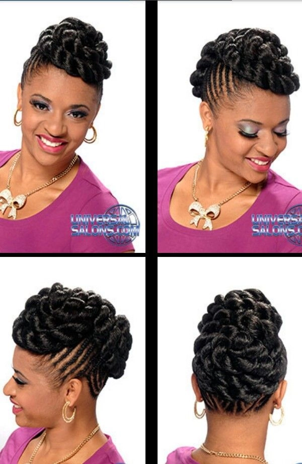 Elegant prom hairstyle featuring a braided mohawk with soft curls