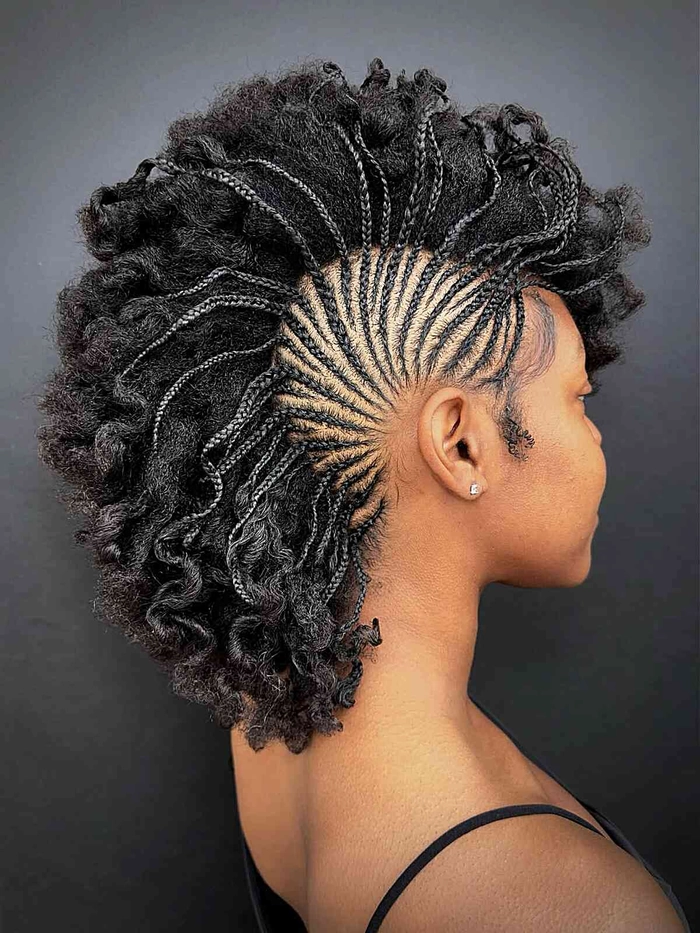 Elegant braided mohawk hairstyle perfect for prom night