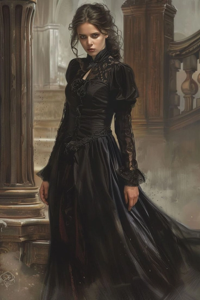 Gothic dark academia inspired prom hairstyle featuring intricate braids and soft waves Elegant gothic dark academia prom hairstyle with braided crown and loose curls