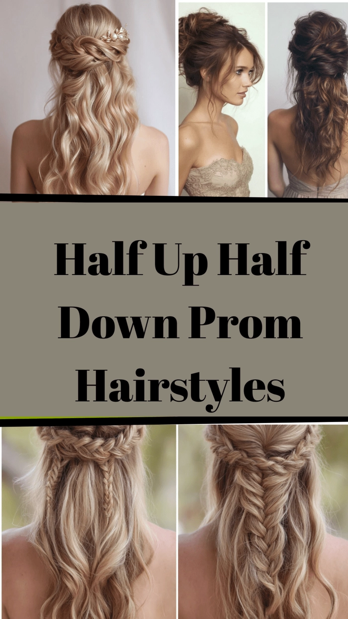 Stunning curly half up half down prom hairstyle perfect for special occasions Elegant half up half down prom hairstyle with soft curls for a formal look