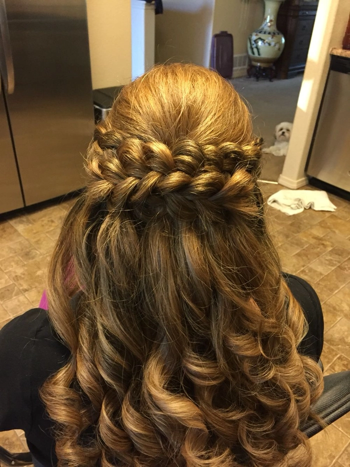 Stylish prom look featuring a sophisticated military ball formal hairstyle Elegant military ball formal hairstyle with intricate braids and sleek finish